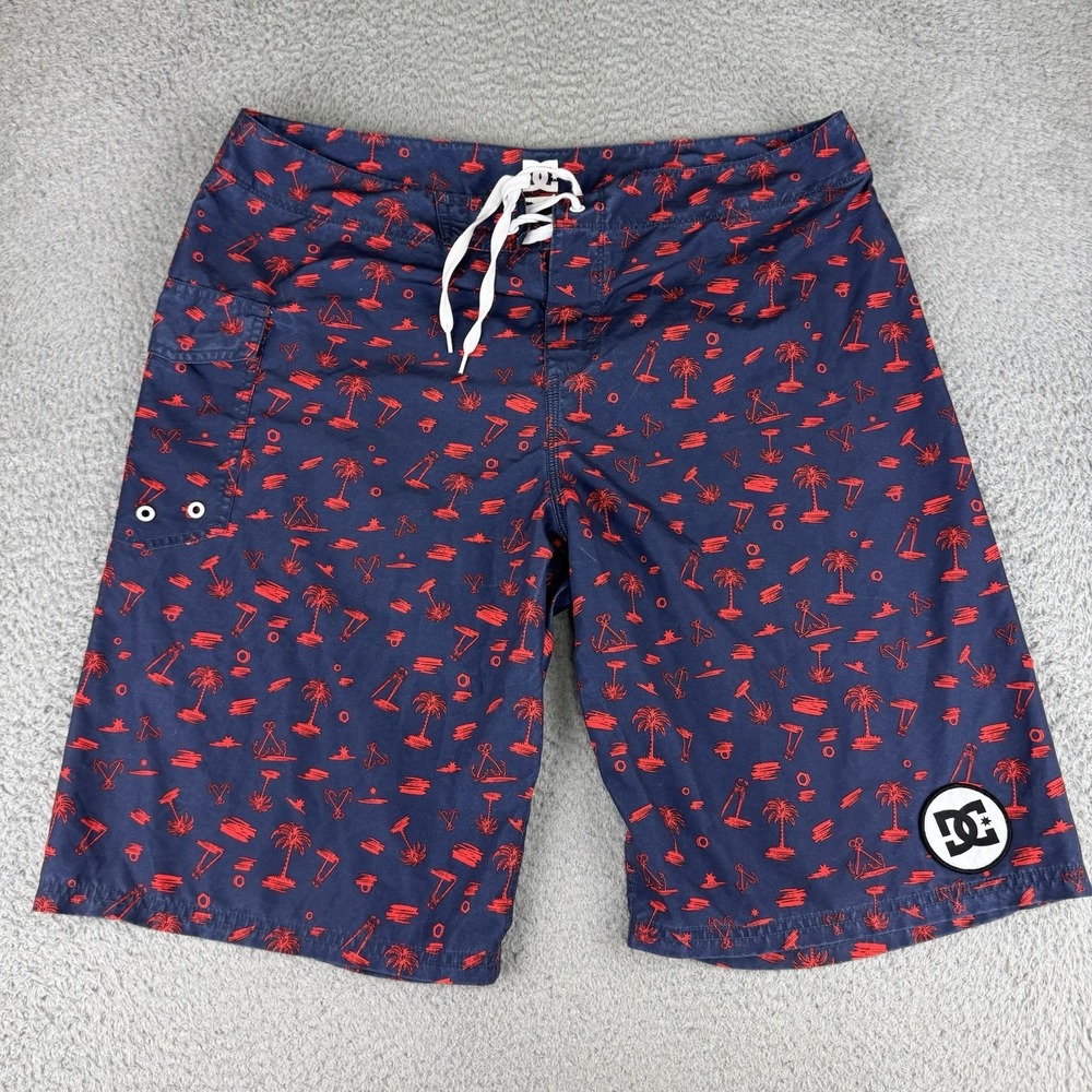 DC Shoe Board Short Swim Suit Mens Size 38 Surf Beach Hawaiian‎ Tropical Anchors